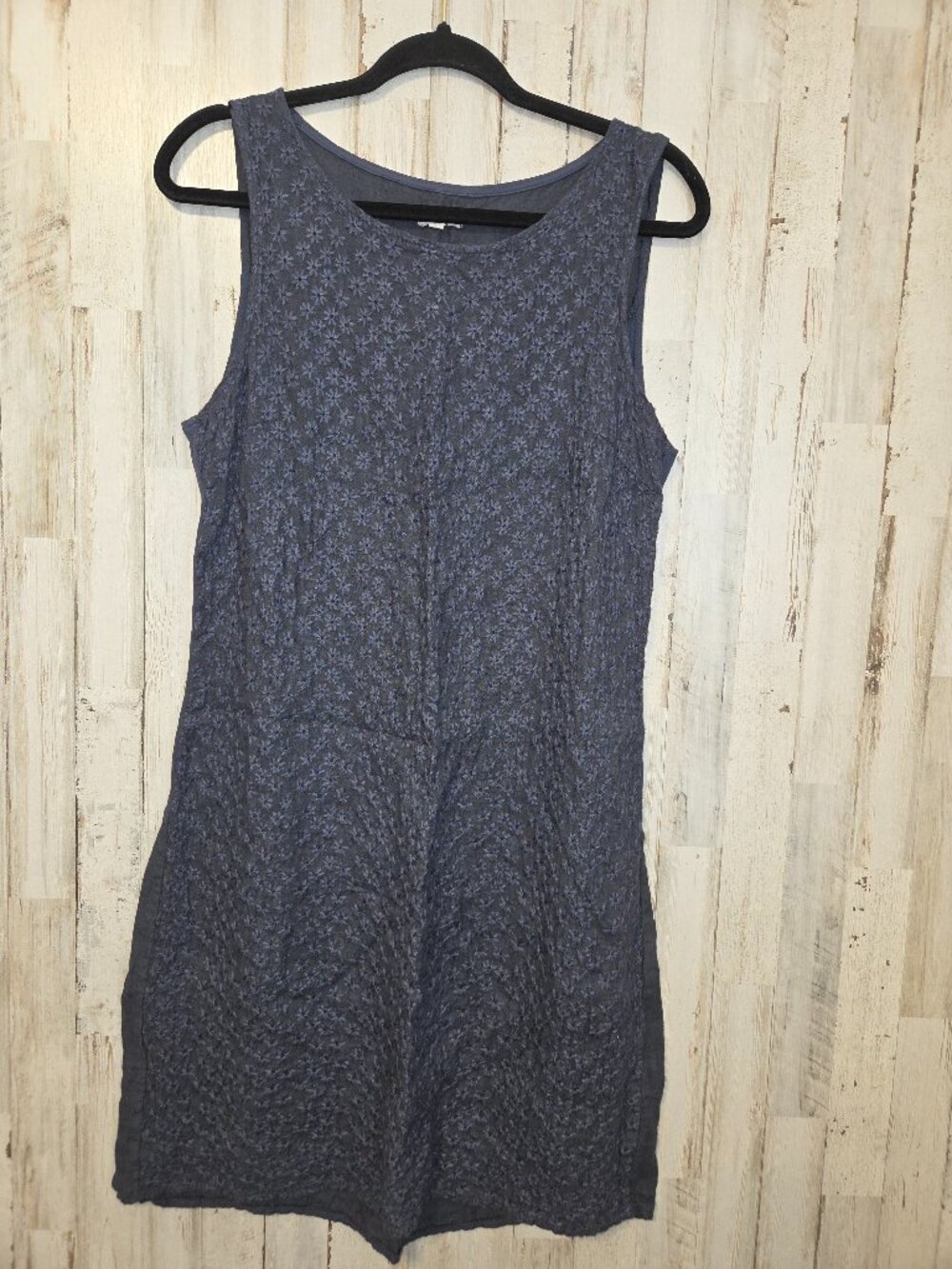 Lina Tomei Italy size L Embroidered Linen Shift Short Dress sleeveless